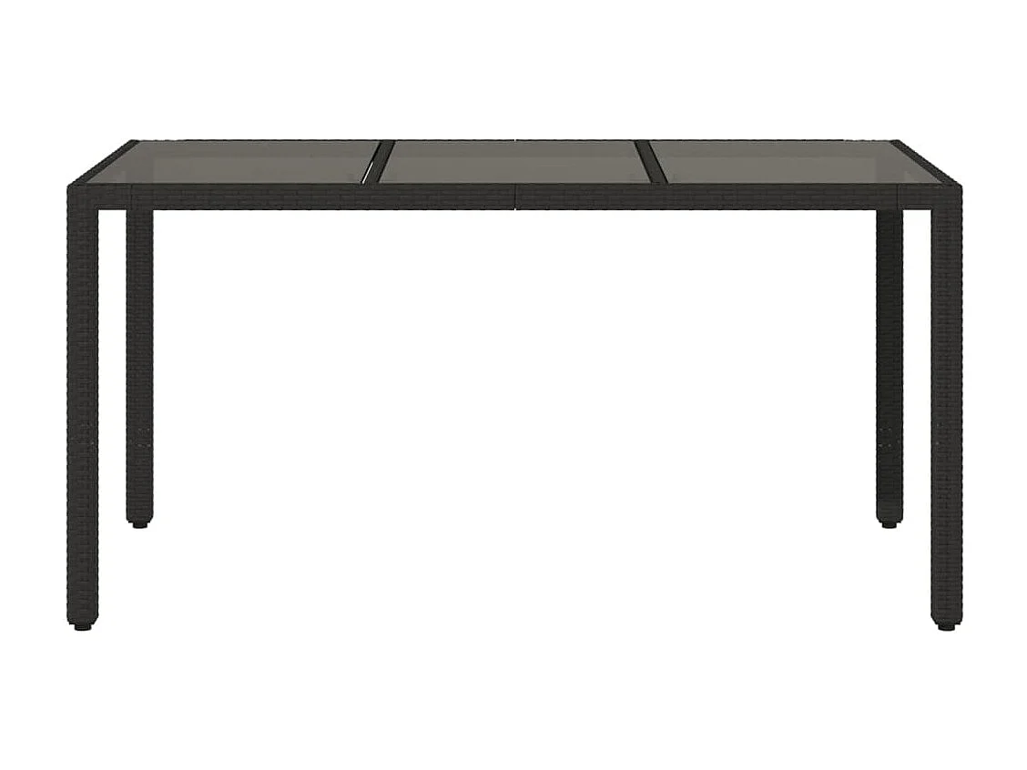 Table de jardin dessus en verre Noir 150x90x75cm Résine tressée
