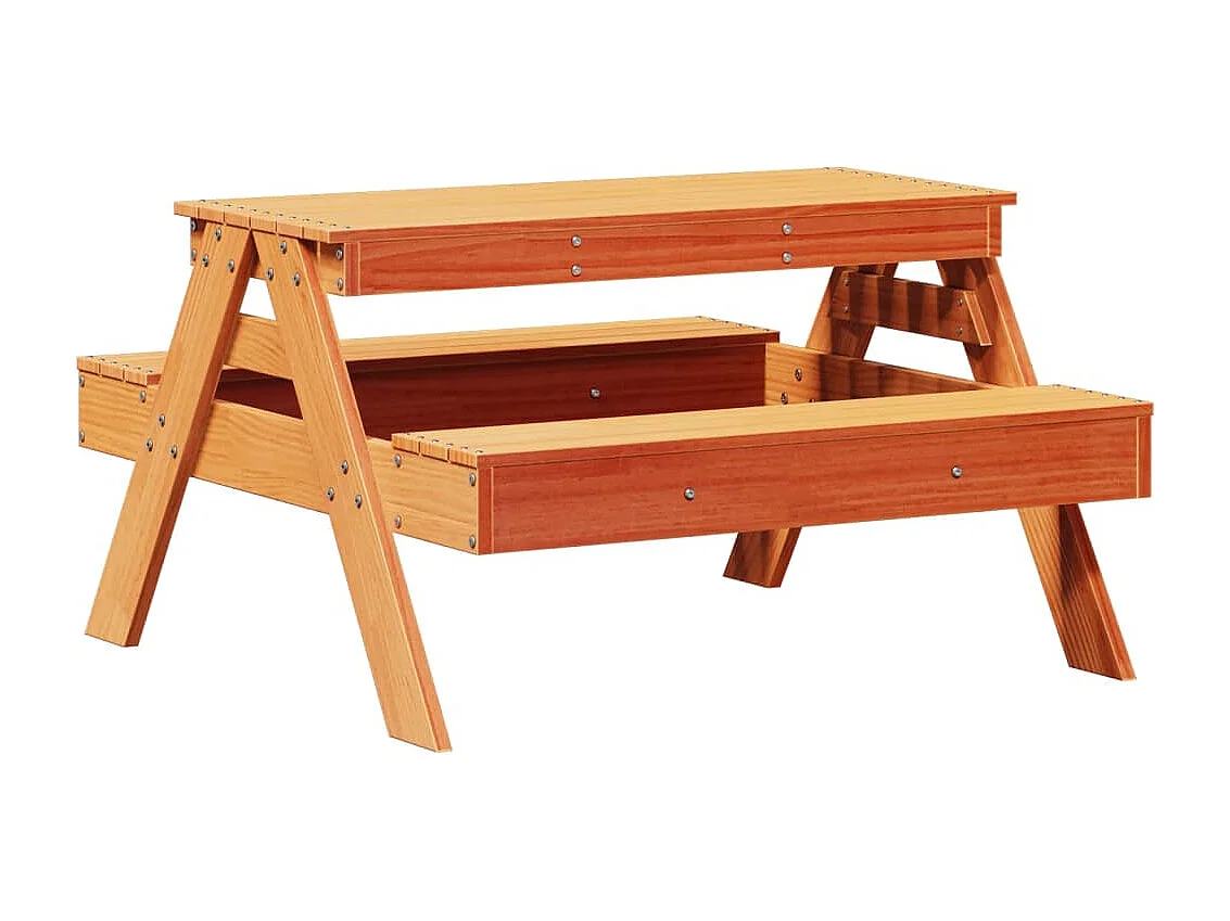 Table de pique-nique pour enfants cire marron bois massif pin