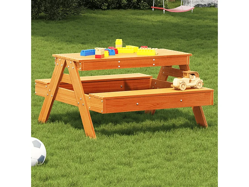 Picknicktafel voor kinderen 88x97x52 cm grenenhout wasbruin