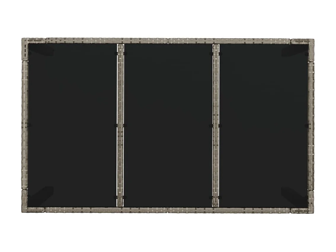 Table de jardin dessus en verre Gris 150x90x75cm Résine tressée