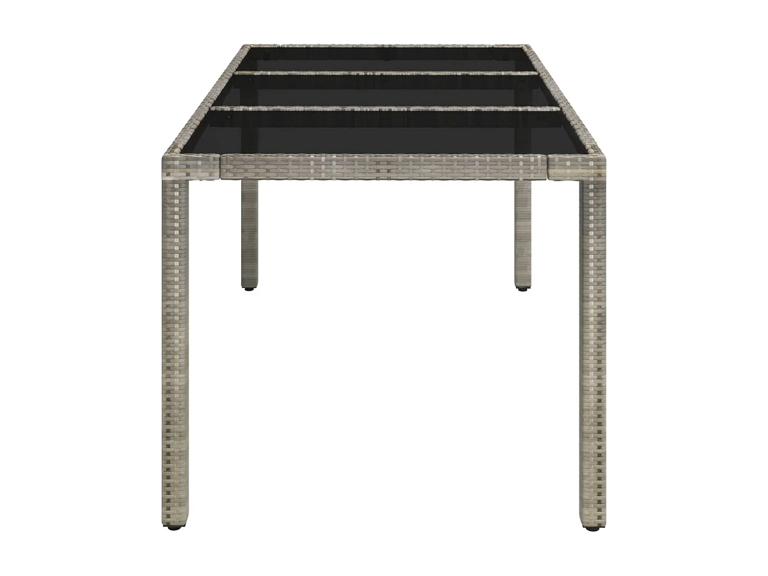 Table de jardin dessus en verre Gris 150x90x75cm Résine tressée