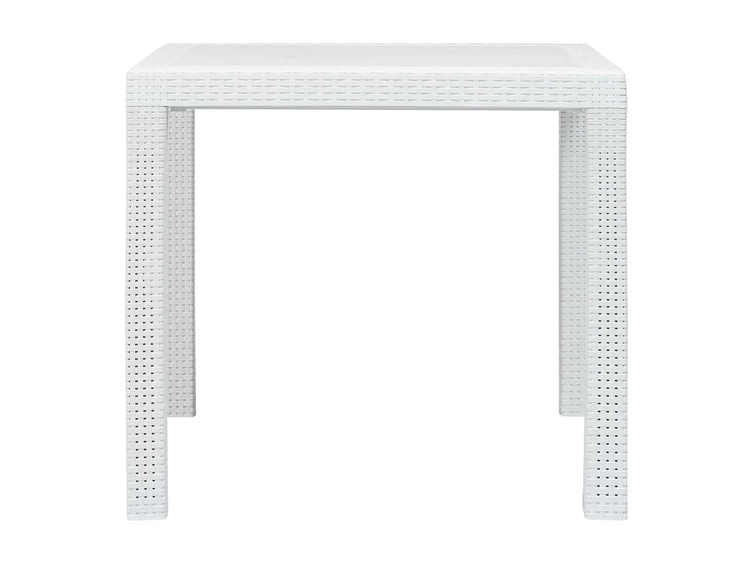 Mesa de jardim 79x79x72 cm plástico branco com aspeto de vime
