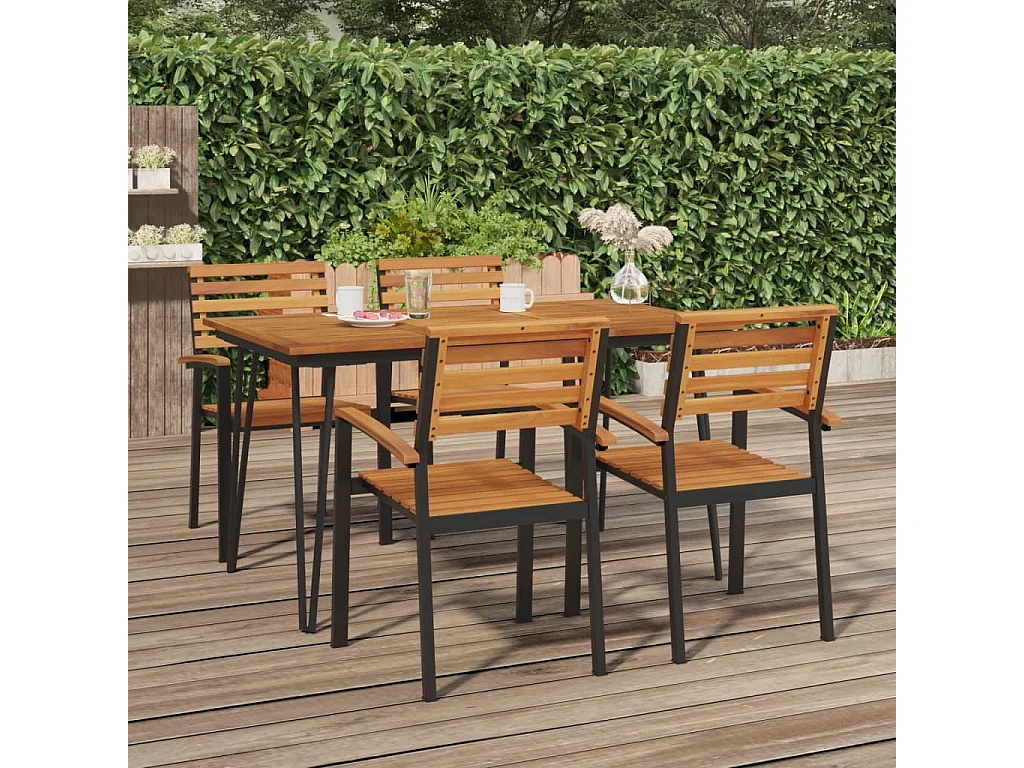 Table de jardin avec pieds épingle à cheveux 140x80x75cm acacia