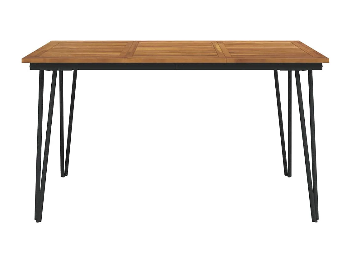 Table de jardin avec pieds épingle à cheveux 140x80x75cm acacia