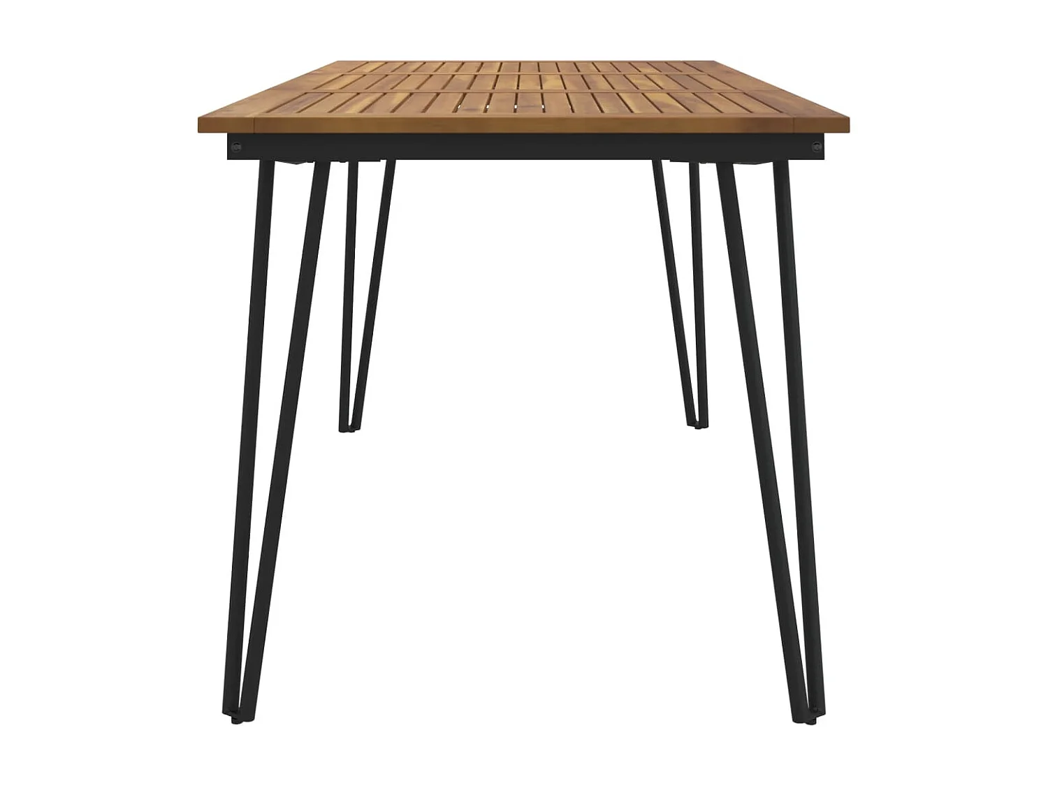 Table de jardin avec pieds épingle à cheveux 140x80x75cm acacia