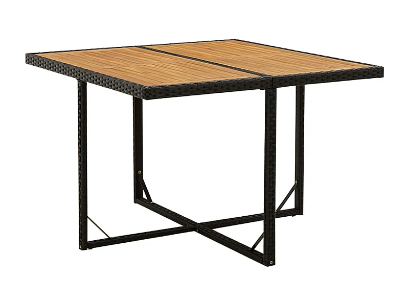 Table de jardin Noir 109x107x74 cm Résine tressée bois massif