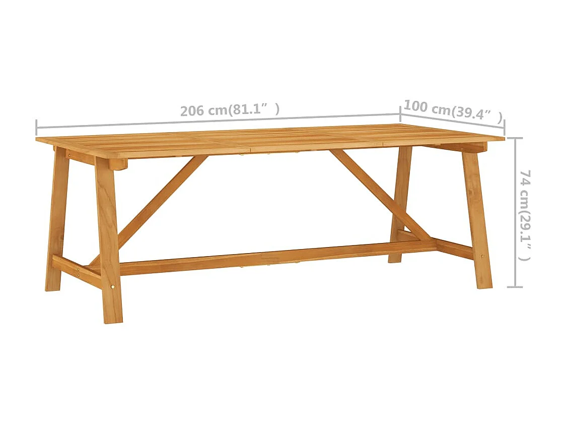 Table à dîner de jardin 206x100x74 cm Bois d'acacia massif