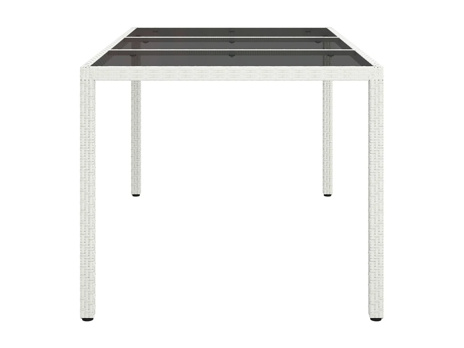 Table de jardin 150x90x75 cm Verre trempé/résine tressée Blanc