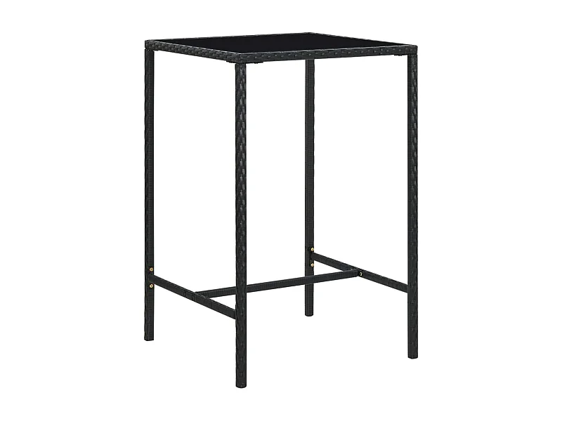 Tuinbartafel 70x70x110 cm poly rattan en glas zwart