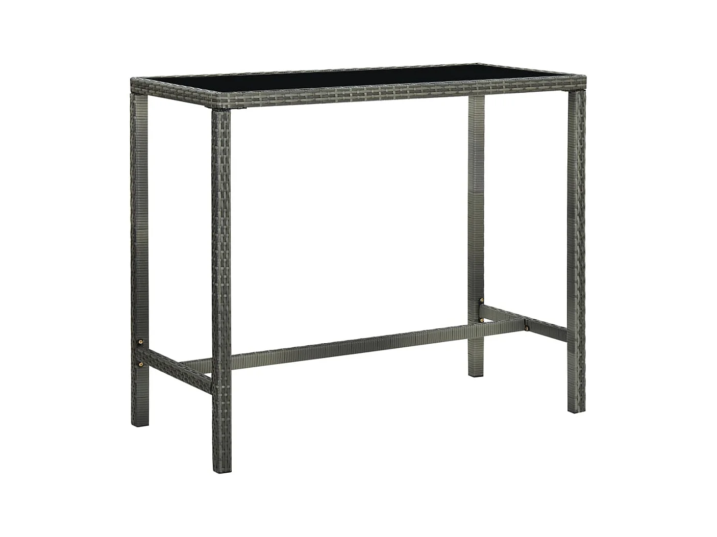 Table bar de jardin Gris 130x60x110 cm Résine tressée et verre