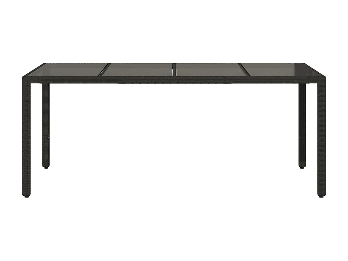 Table de jardin dessus en verre Noir 190x90x75cm Résine tressée