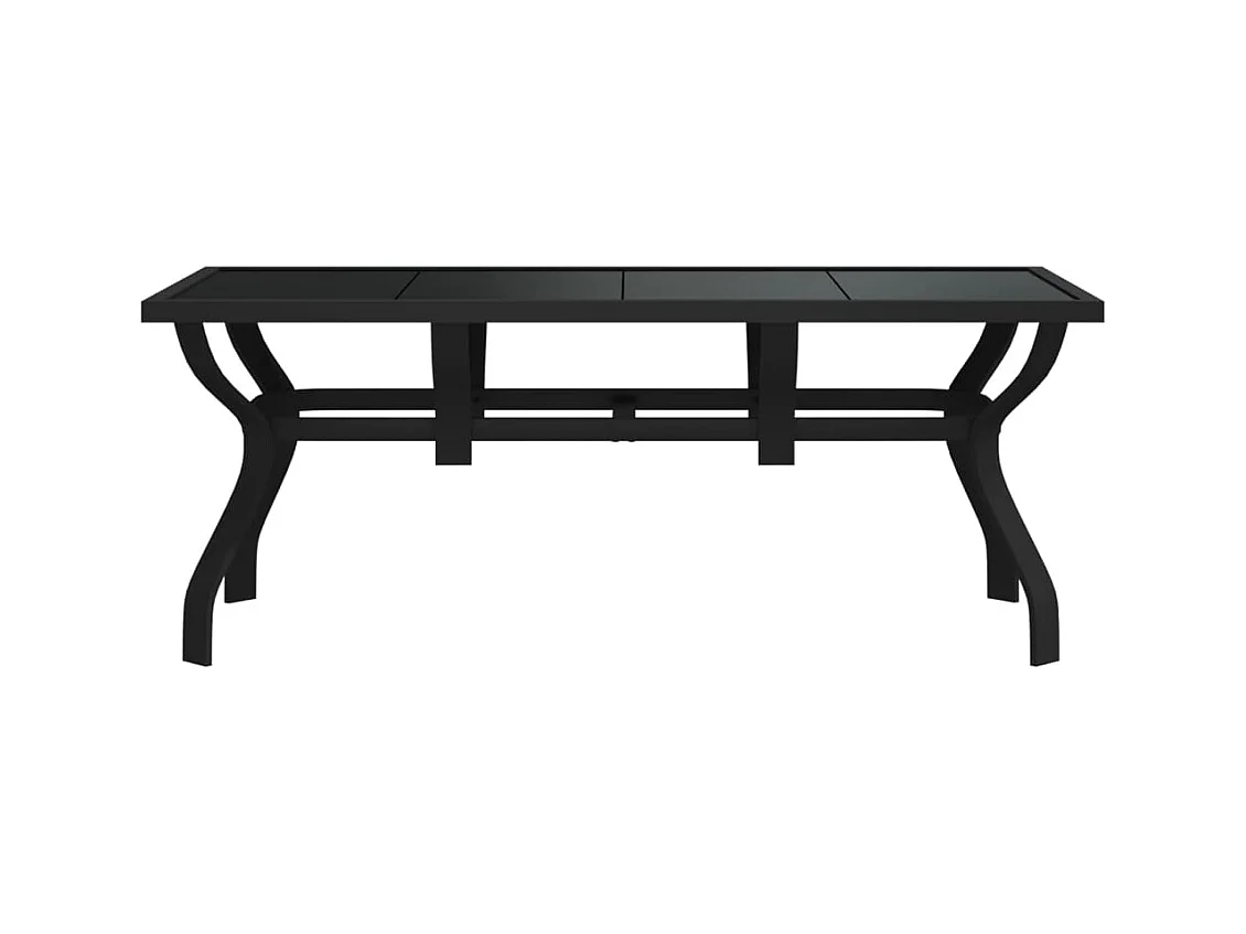Table de jardin Noir 180x80x70 cm Acier et verre