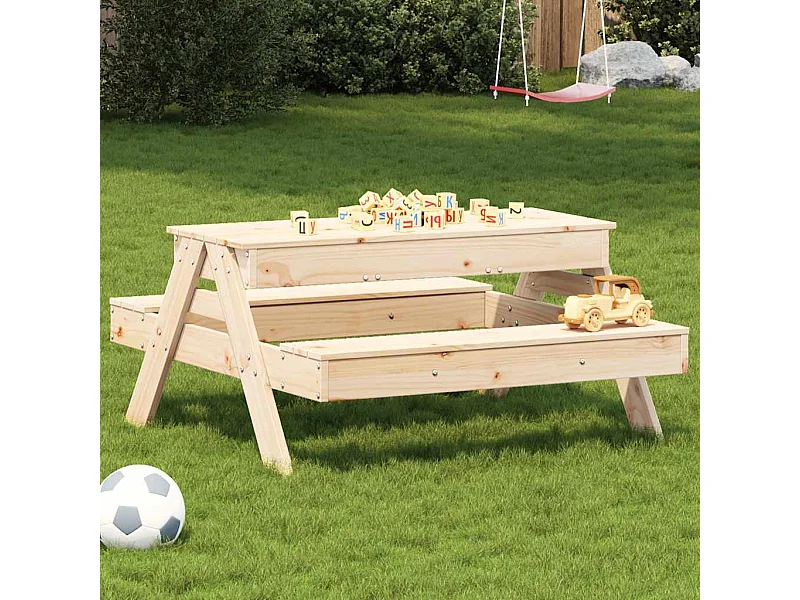 Mesa de pícnic con arenero para niños madera maciza de pino