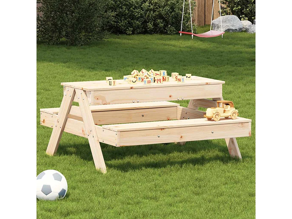 Mesa de piquenique com caixa de areia infantil pinho maciço