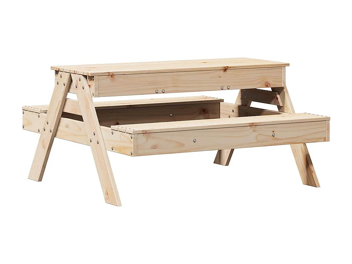 Mesa de piquenique com caixa de areia infantil pinho maciço