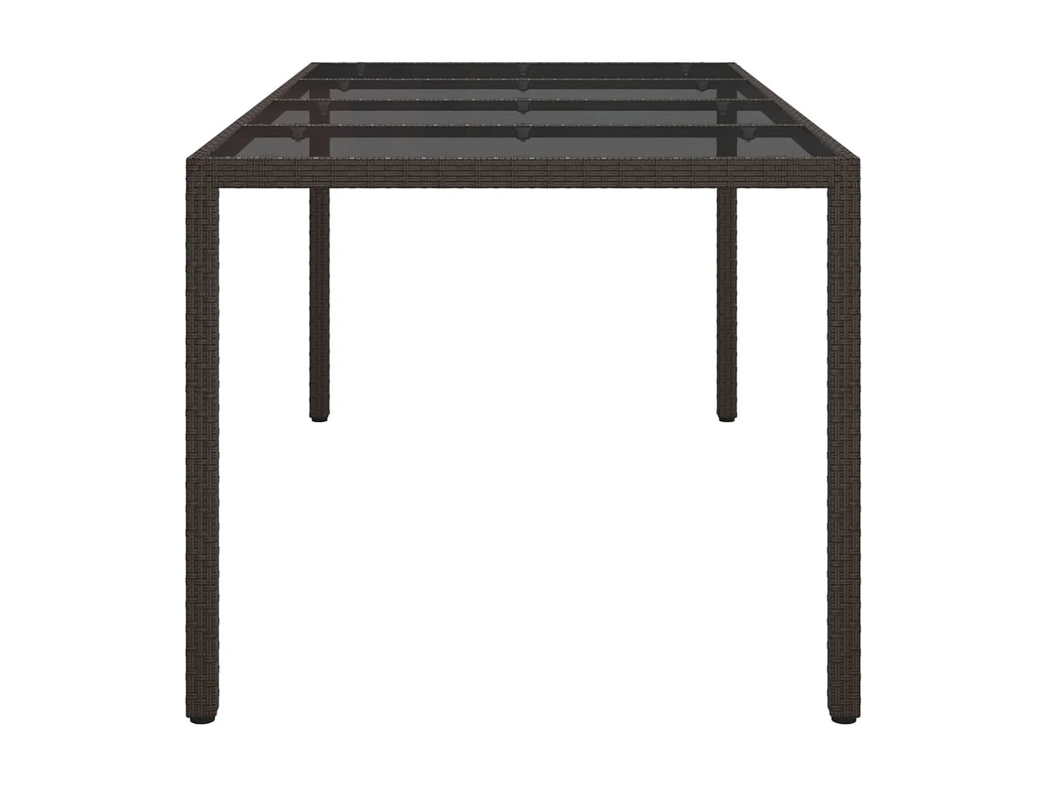 Tuintafel 190x90x75 cm gehard glas en poly rattan bruin
