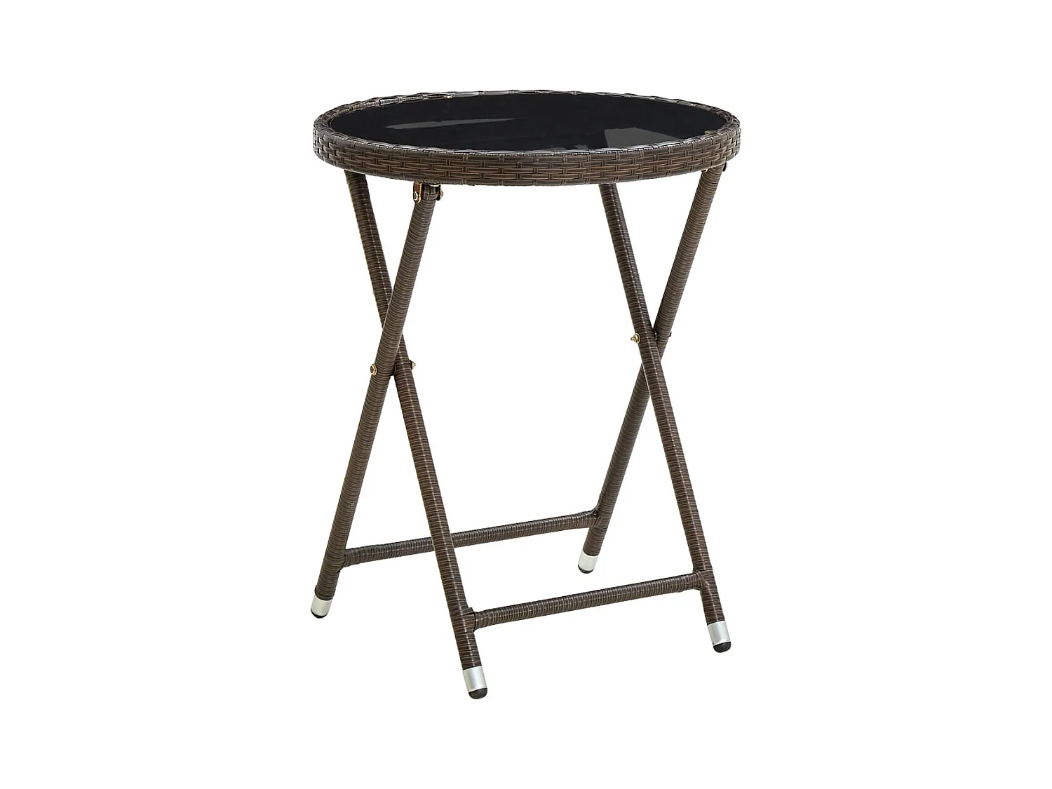 Salontafel 60 cm poly rattan en gehard glas bruin