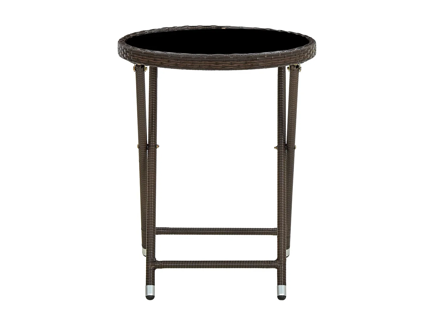 Table à thé Marron 60 cm Résine tressée et verre trempé