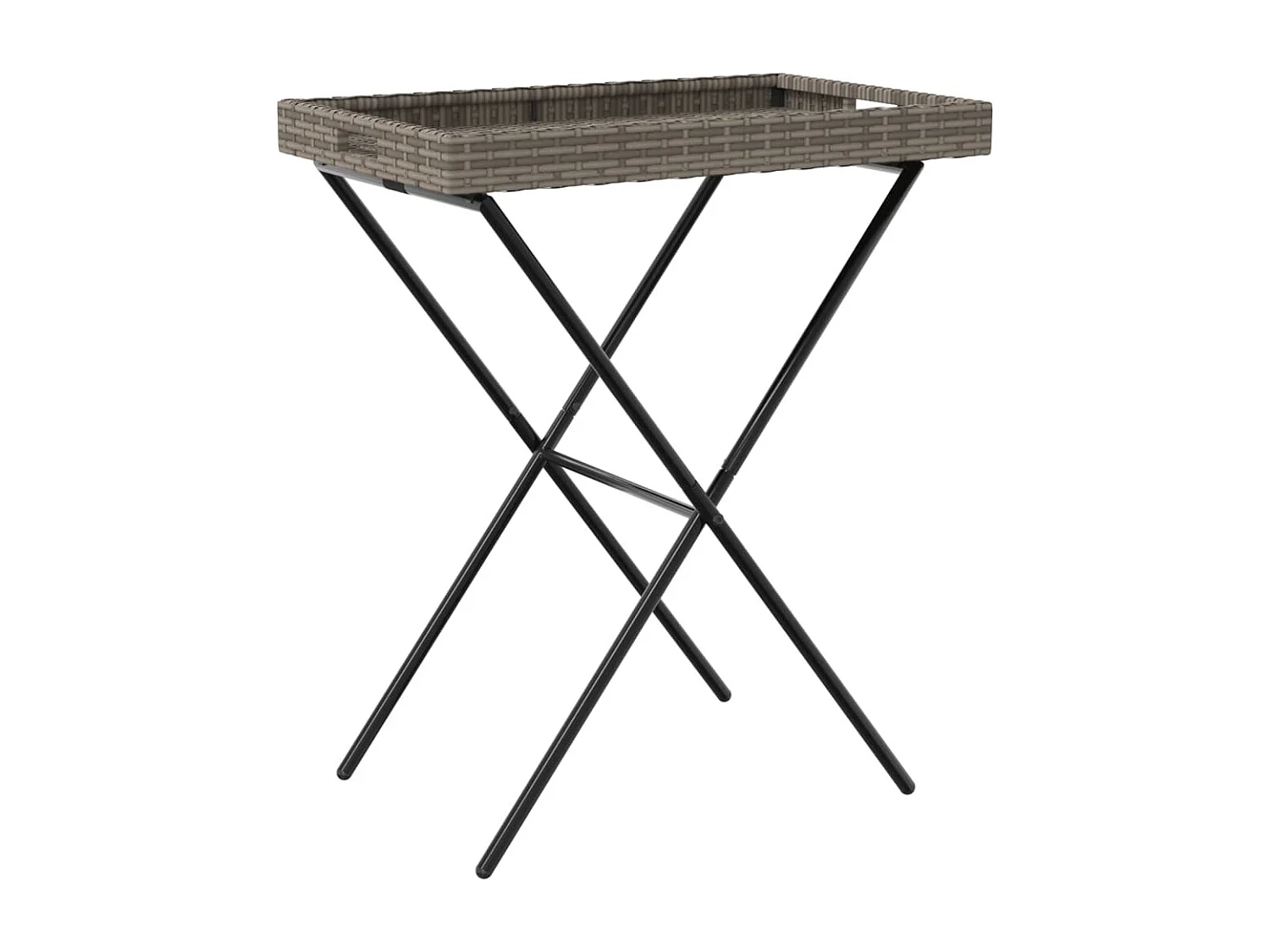 Mesa bandeja dobrável 65x40x75 cm vime PE cinzento