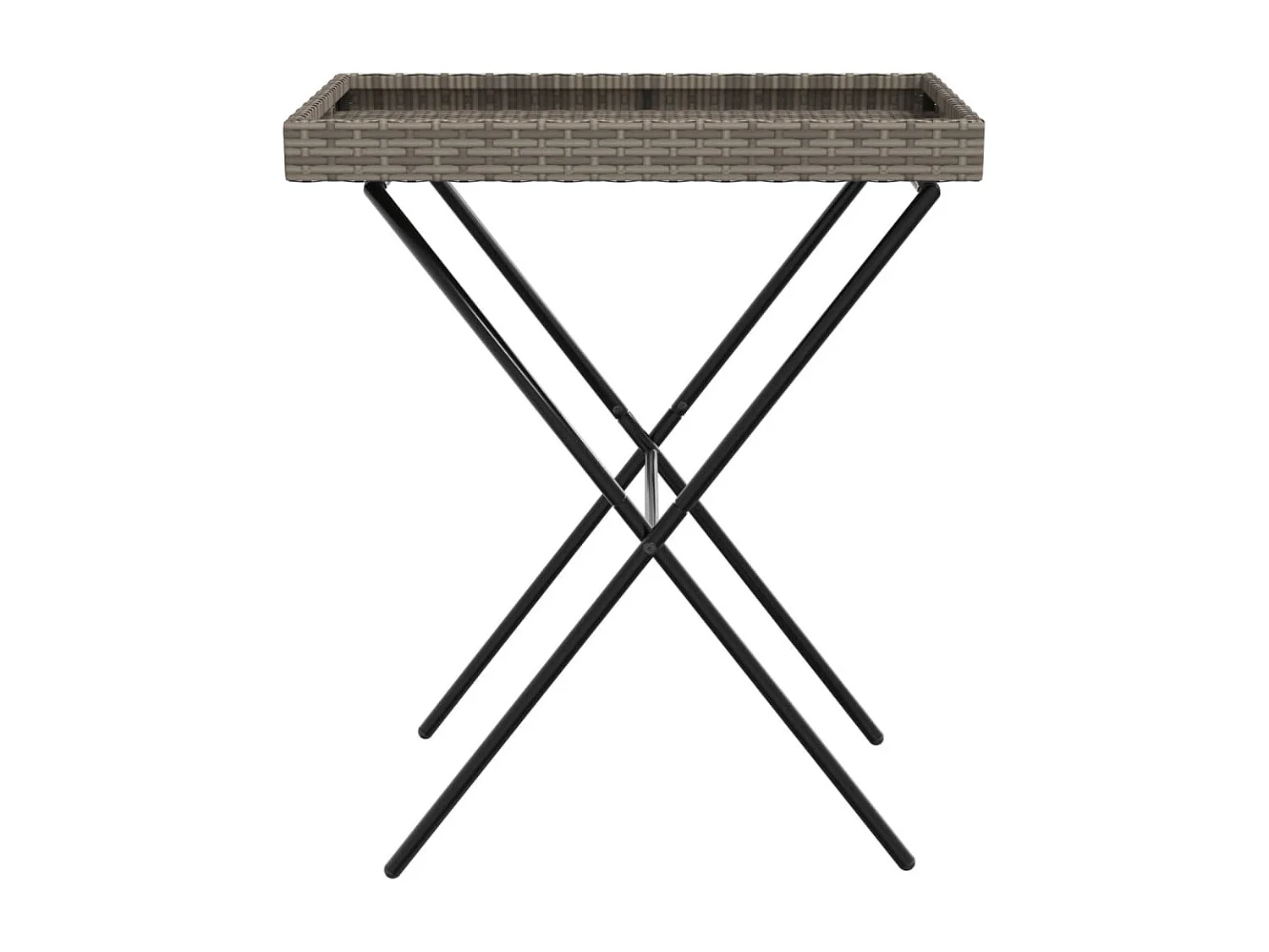 Table à plateau pliable gris 65x40x75 cm résine tressée