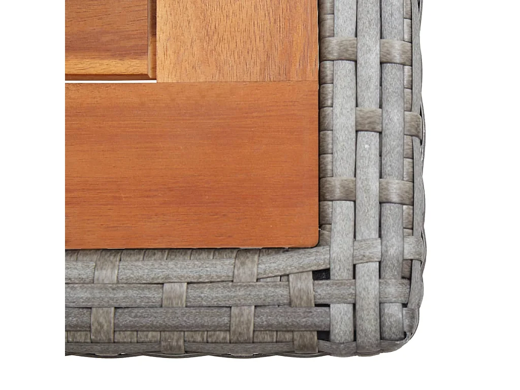 Mesa de jardín ratán sintético y madera acacia gris antracita