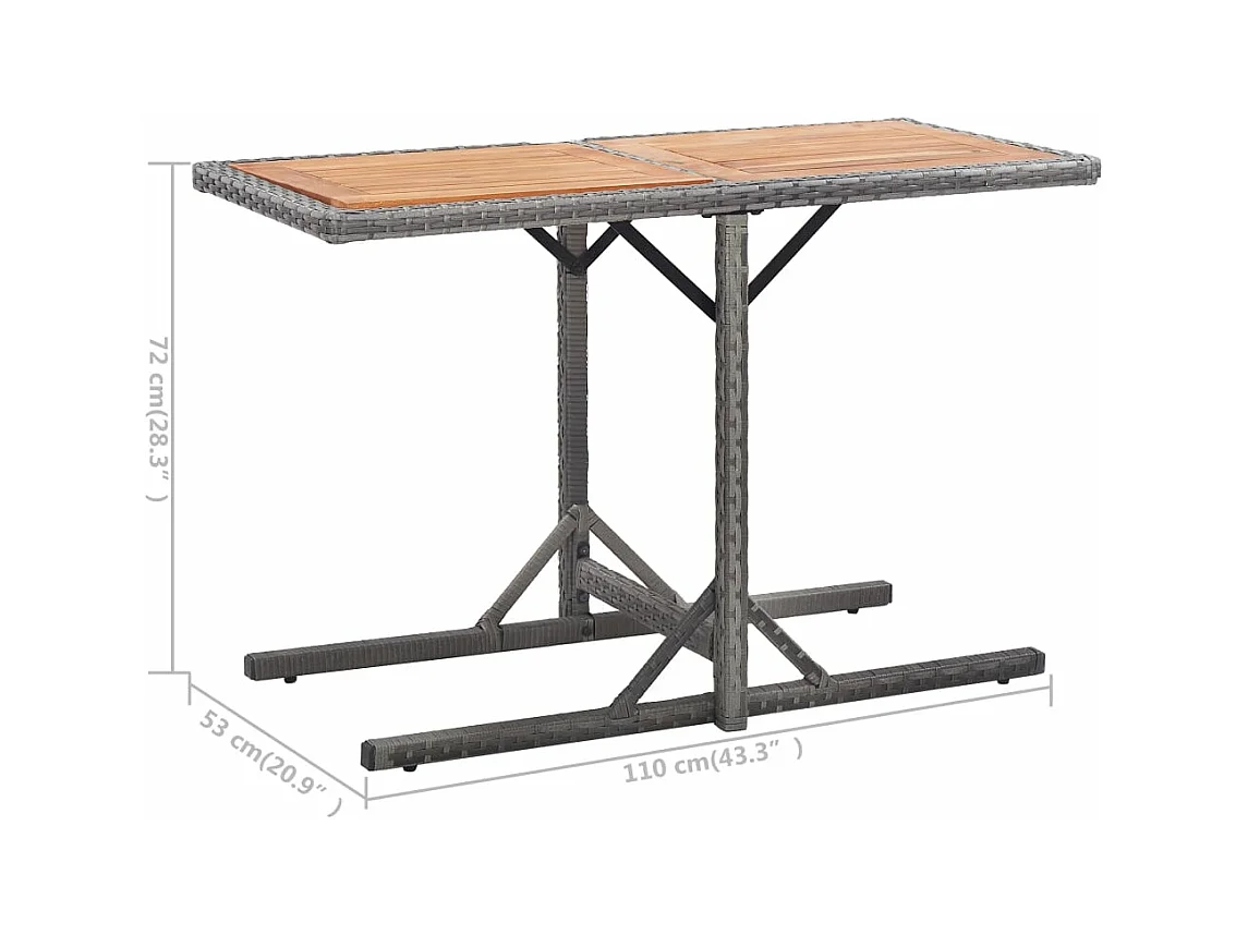 Table de jardin Anthracite Résine tressée et bois d'acacia