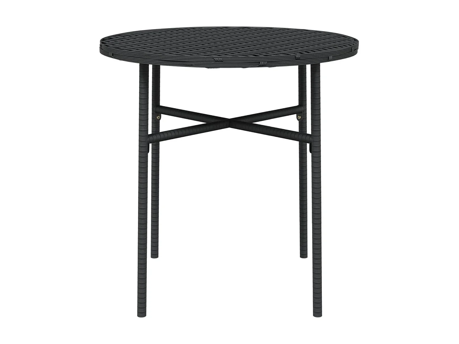 Table à thé Noir 45 cm Résine tressée