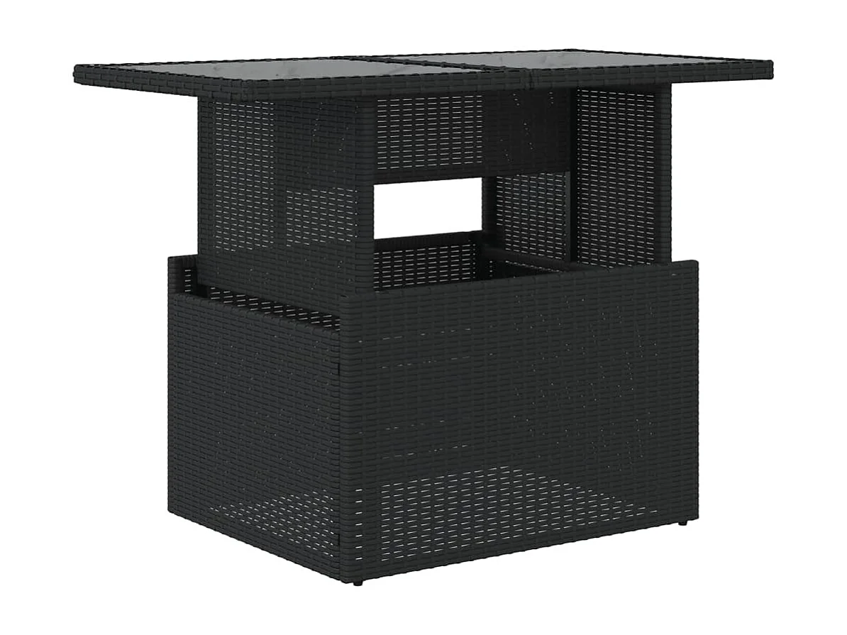 Table de jardin dessus en verre noir 100x55x73cm résine tressée