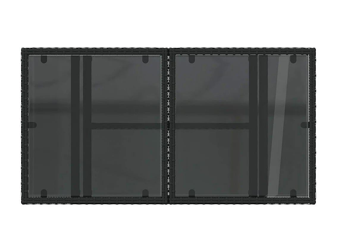 Table de jardin dessus en verre noir 100x55x73cm résine tressée