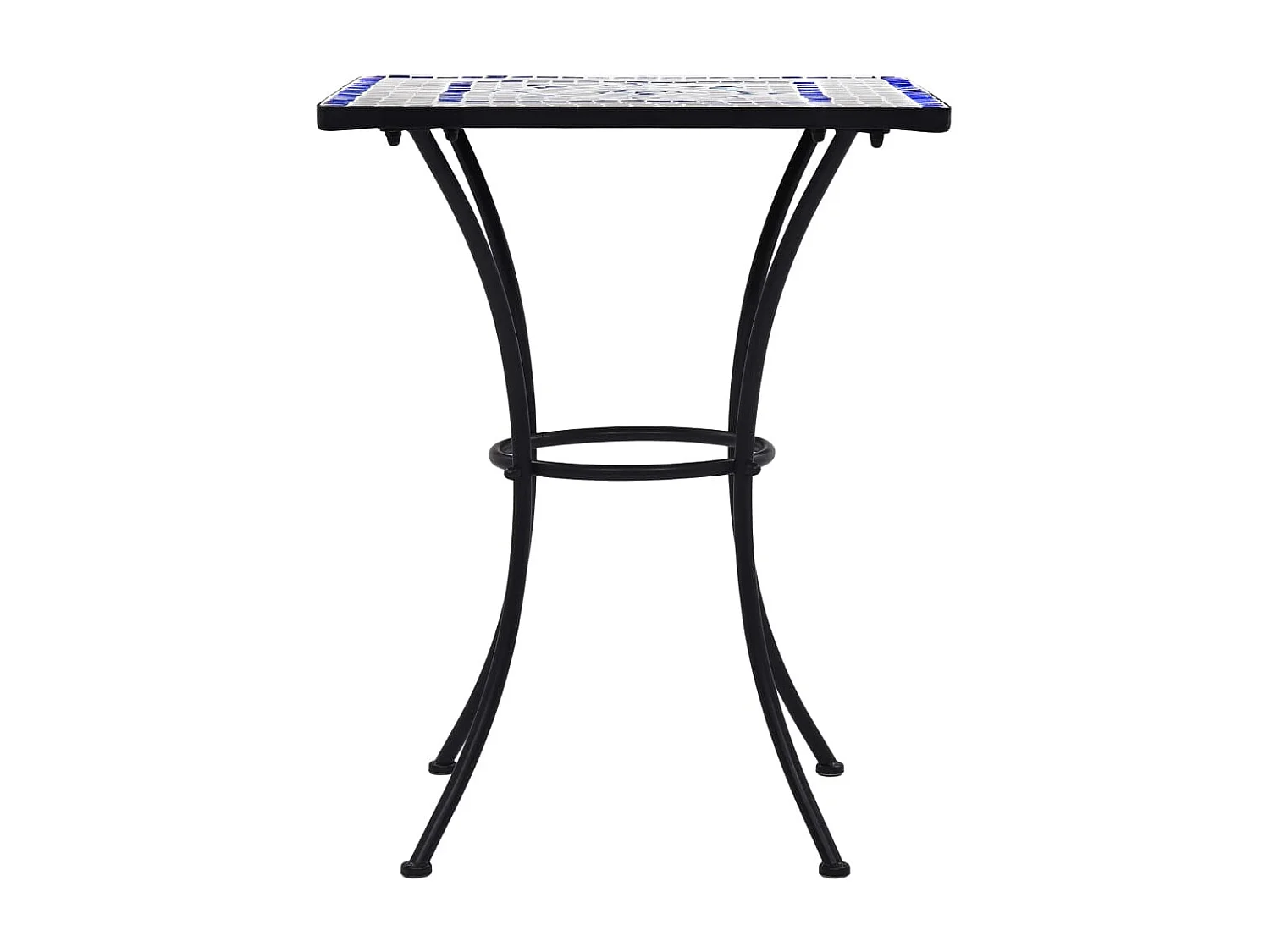 Mesa de mosaico para cafetería cerámica azul y blanco 60 cm