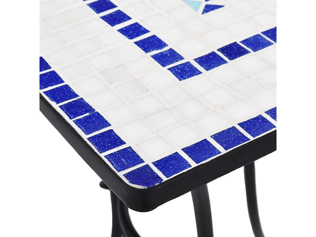 Mesa de mosaico para cafetería cerámica azul y blanco 60 cm