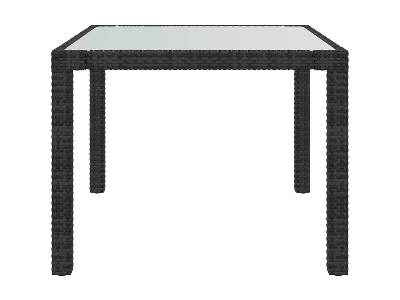 Mesa jardín vidrio templado ratán sintético 90x90x75 cm negro