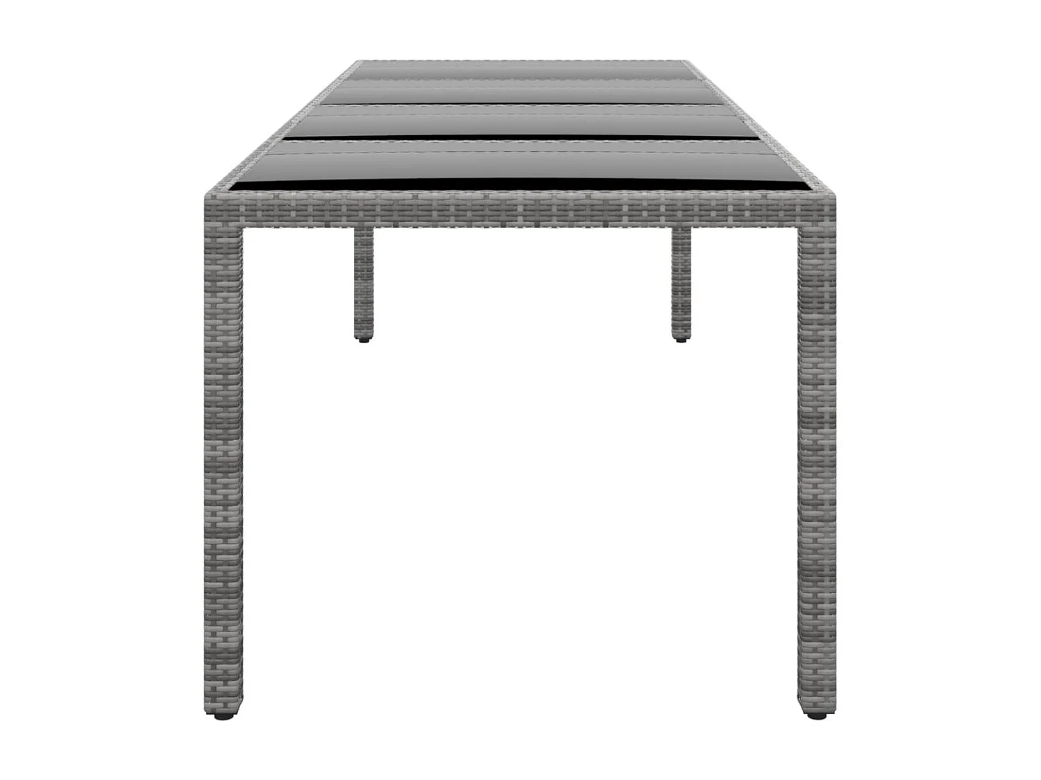 Table de jardin 250x100x75 cm Verre trempé et Résine tressée