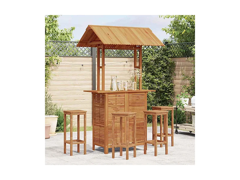 Table de bar d'extérieur avec toit 113x106x217 cm Bois d'acacia