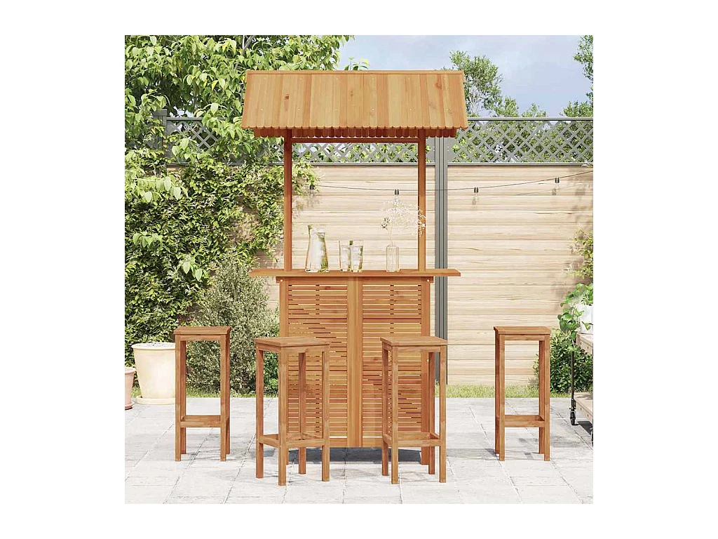 Table de bar d'extérieur avec toit 113x106x217 cm Bois d'acacia