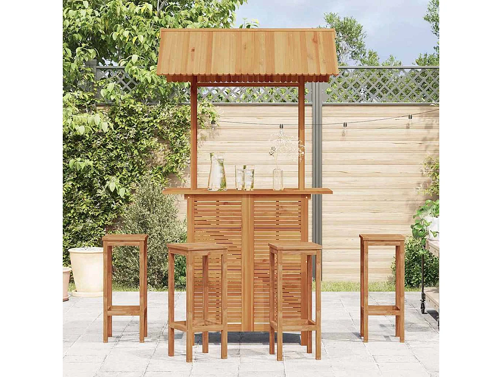 Table de bar d'extérieur avec toit 113x106x217 cm Bois d'acacia