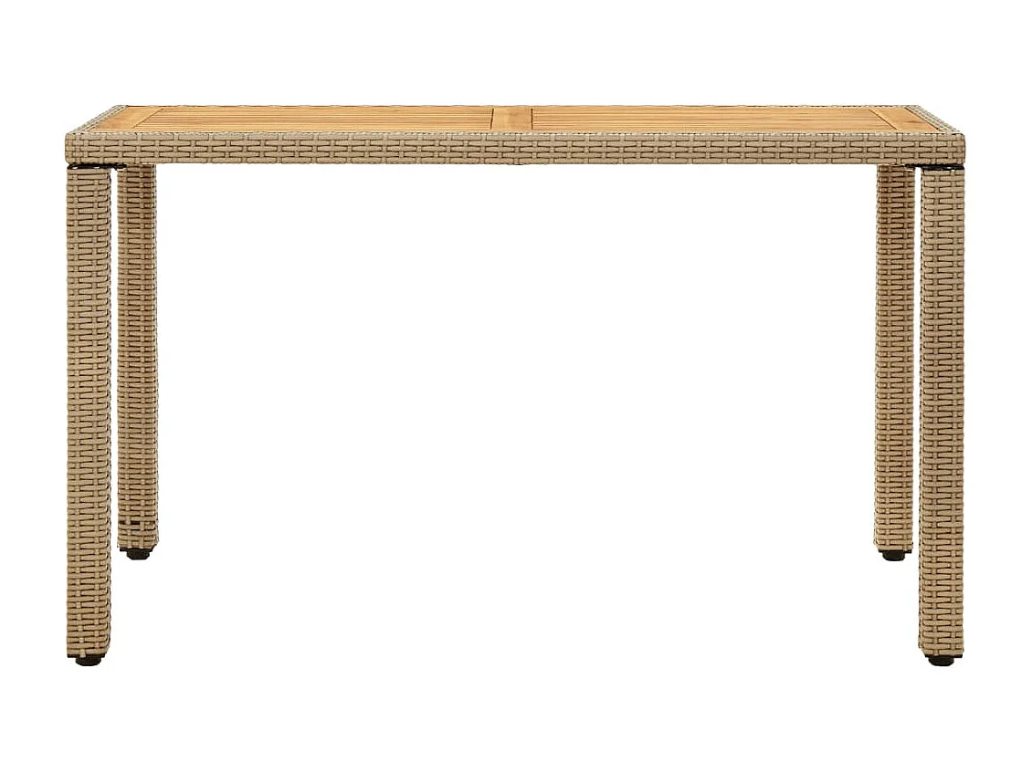 Table de jardin Beige 123x60x74 cm Résine tressée bois massif