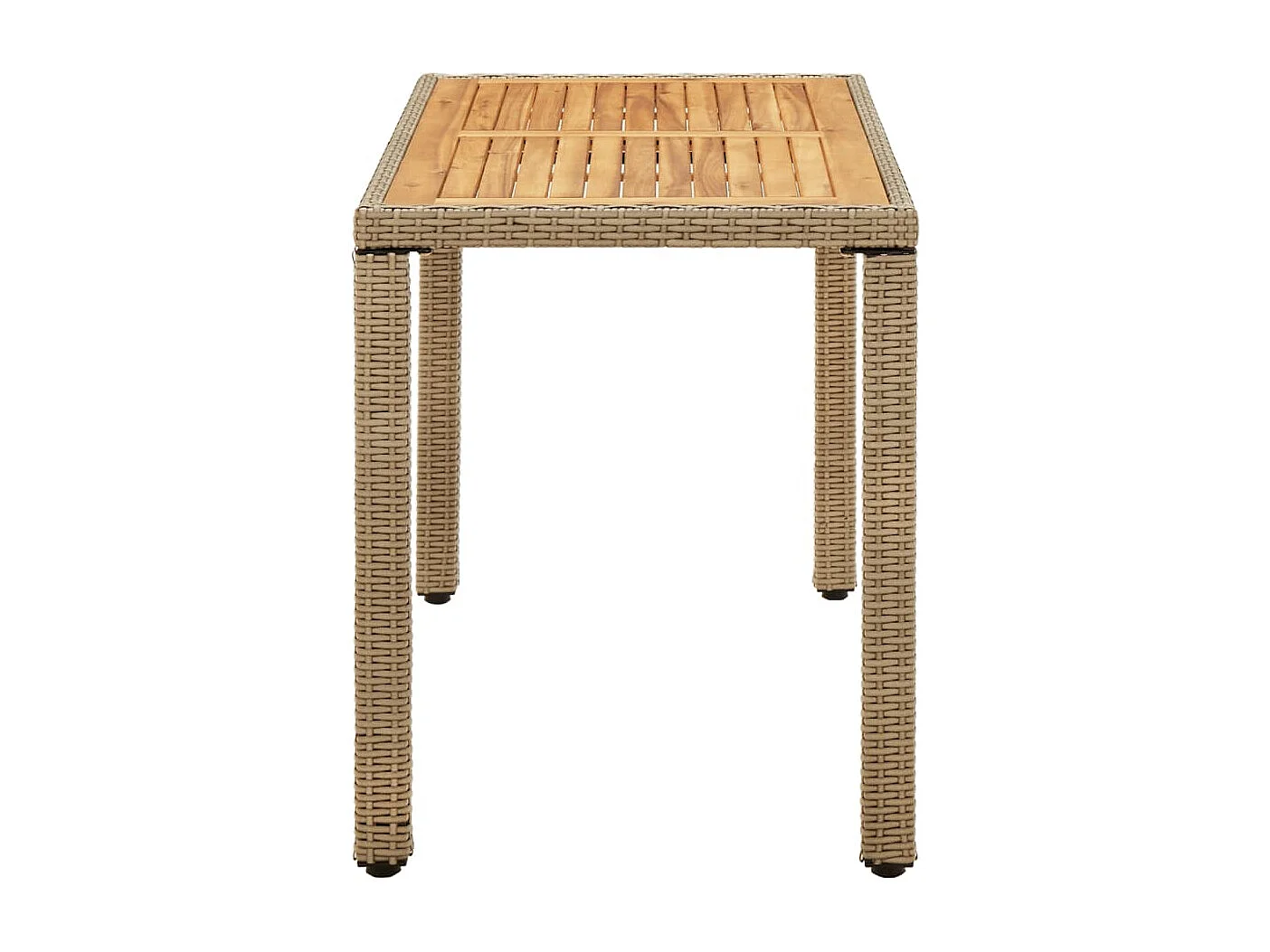 Table de jardin Beige 123x60x74 cm Résine tressée bois massif