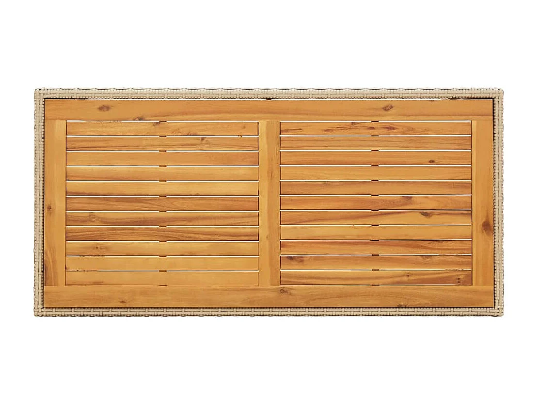 Table de jardin Beige 123x60x74 cm Résine tressée bois massif