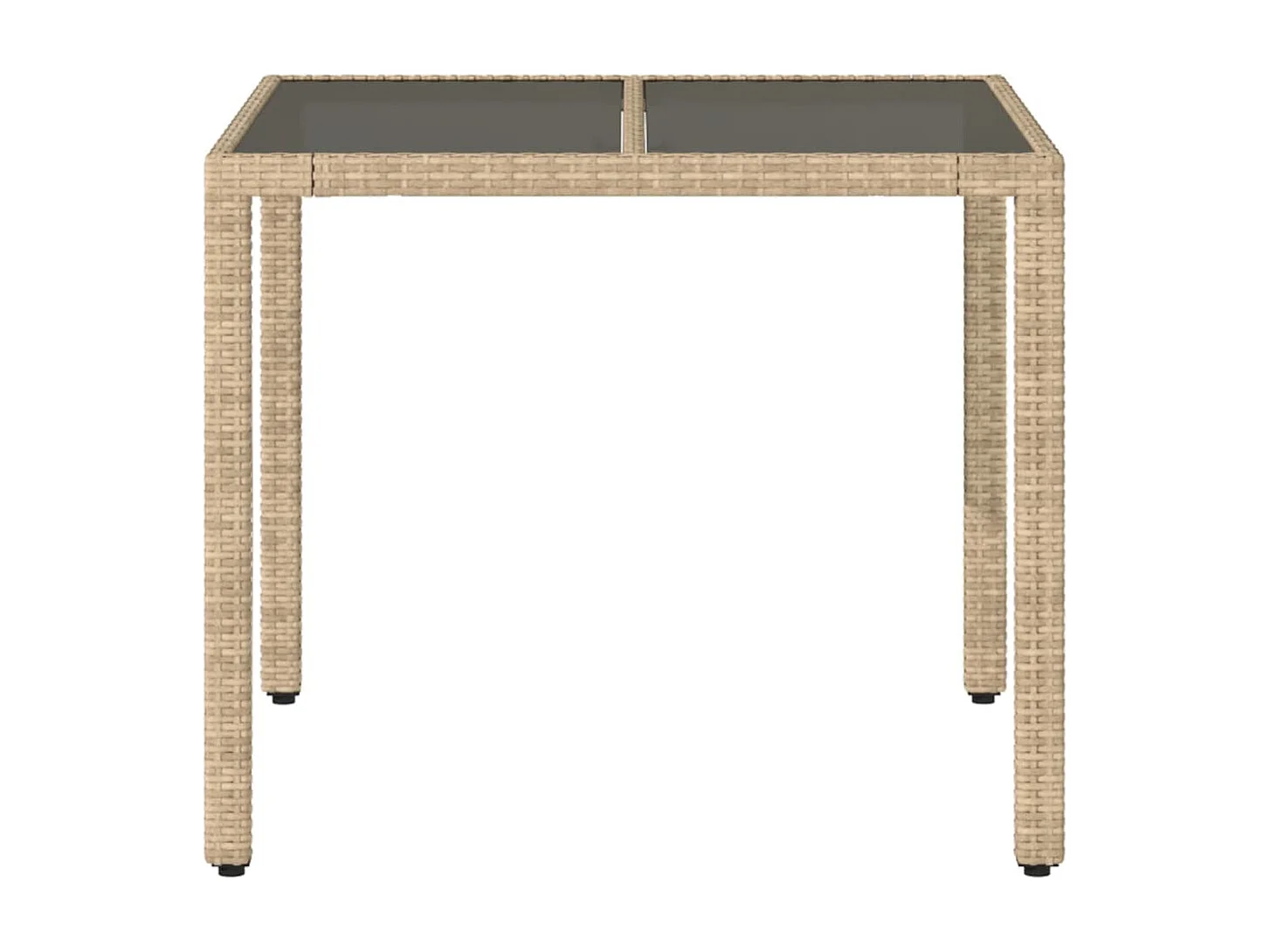 Mesa de jardim com tampo de vidro 90x90x75 cm vime PE bege