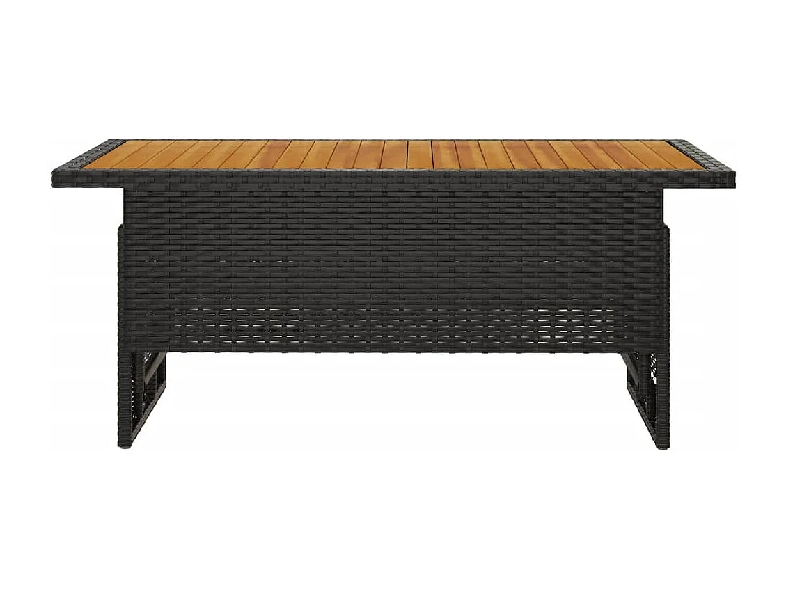 Table de jardin noir 100x50x43/63 cm acacia et résine tressée