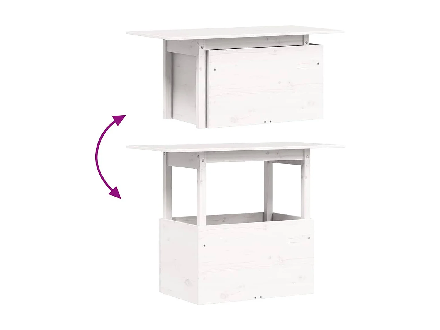 Table de jardin blanc 100x50x75 cm bois massif de pin