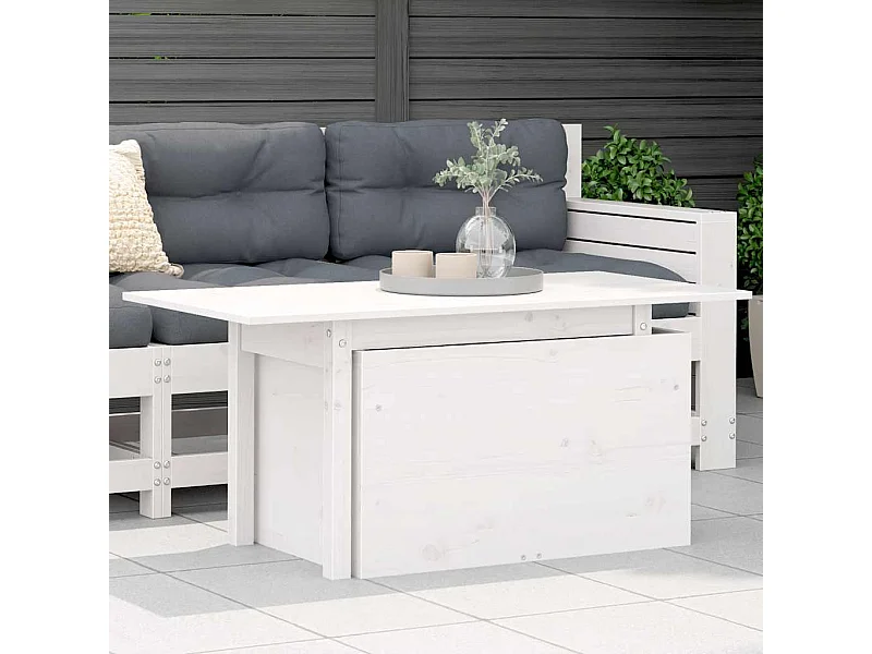 Table de jardin blanc 100x50x75 cm bois massif de pin