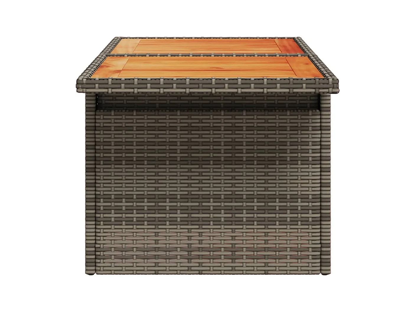 Table de jardin gris 100x55x73 cm résine tressée et bois acacia