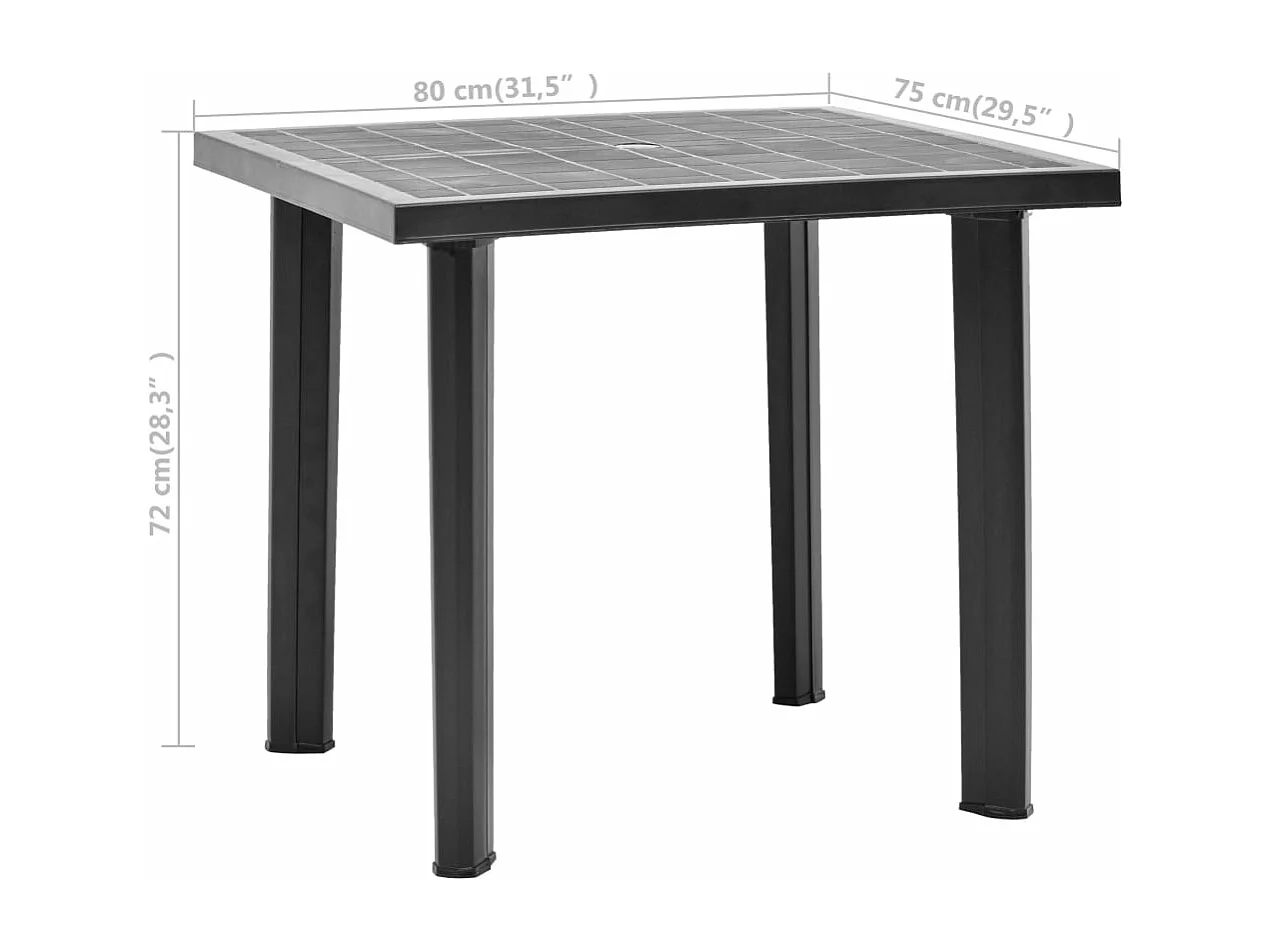 Table de jardin Anthracite 80x75x72 cm Plastique