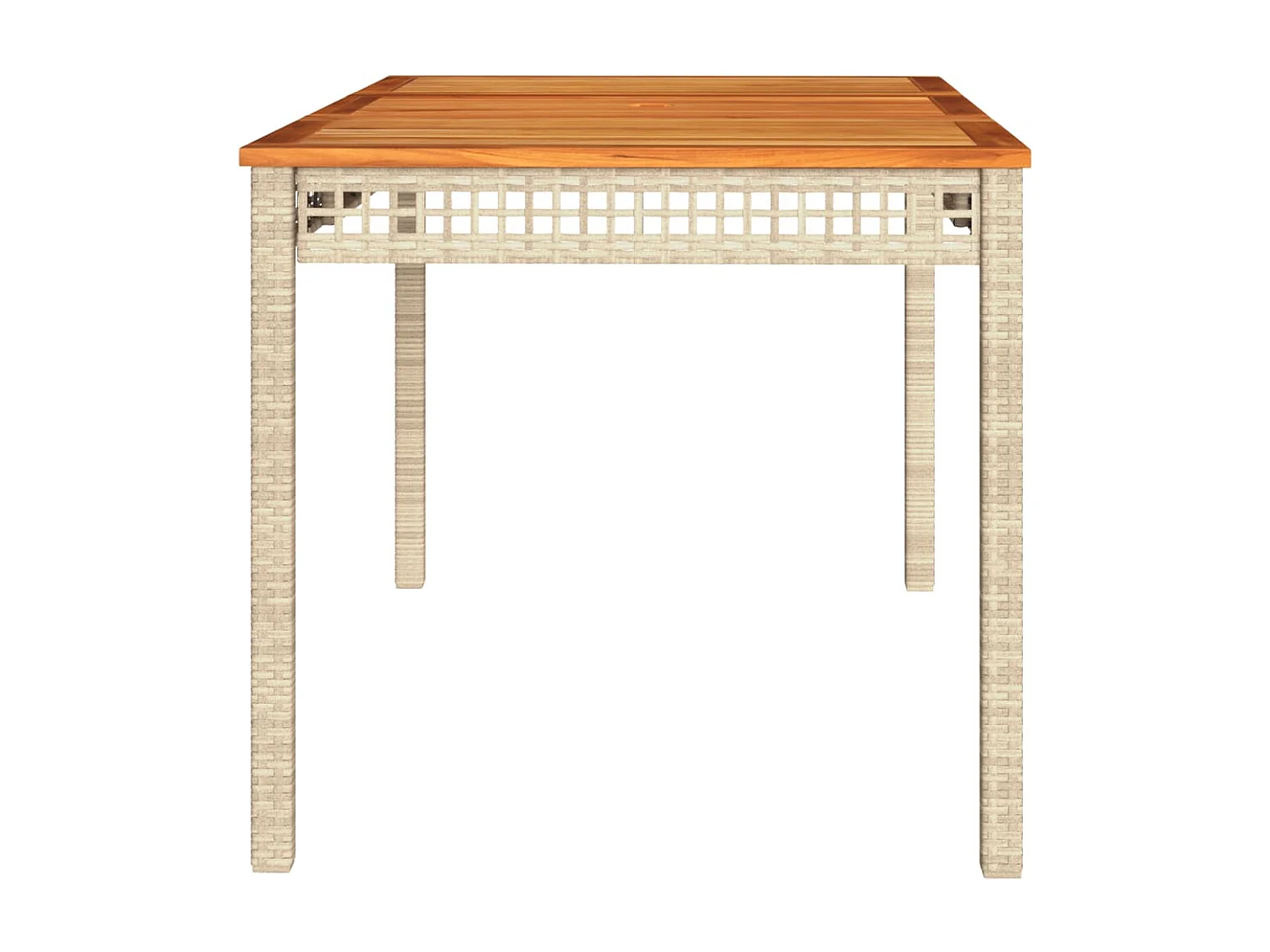 Table de jardin beige 140x80x75 cm résine tressée et acacia
