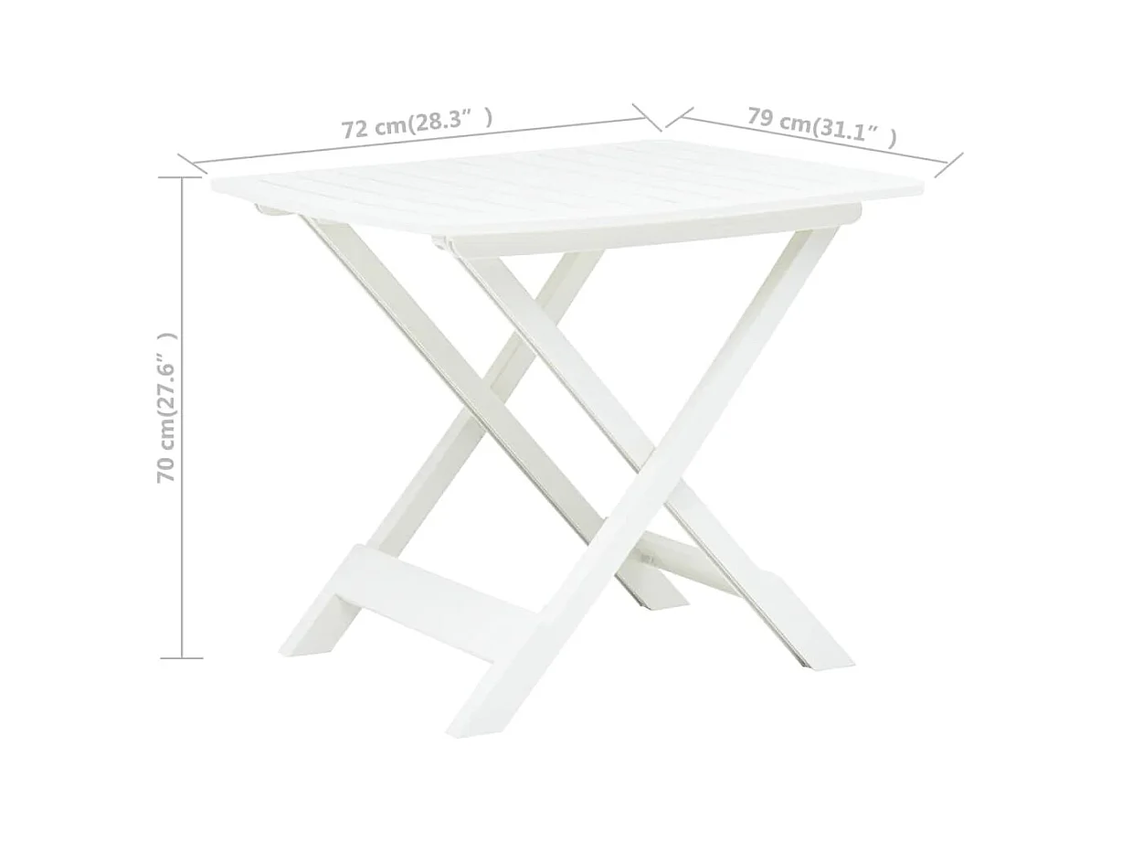 Mesa de jardín plegable de plástico blanco 79x72x70 cm
