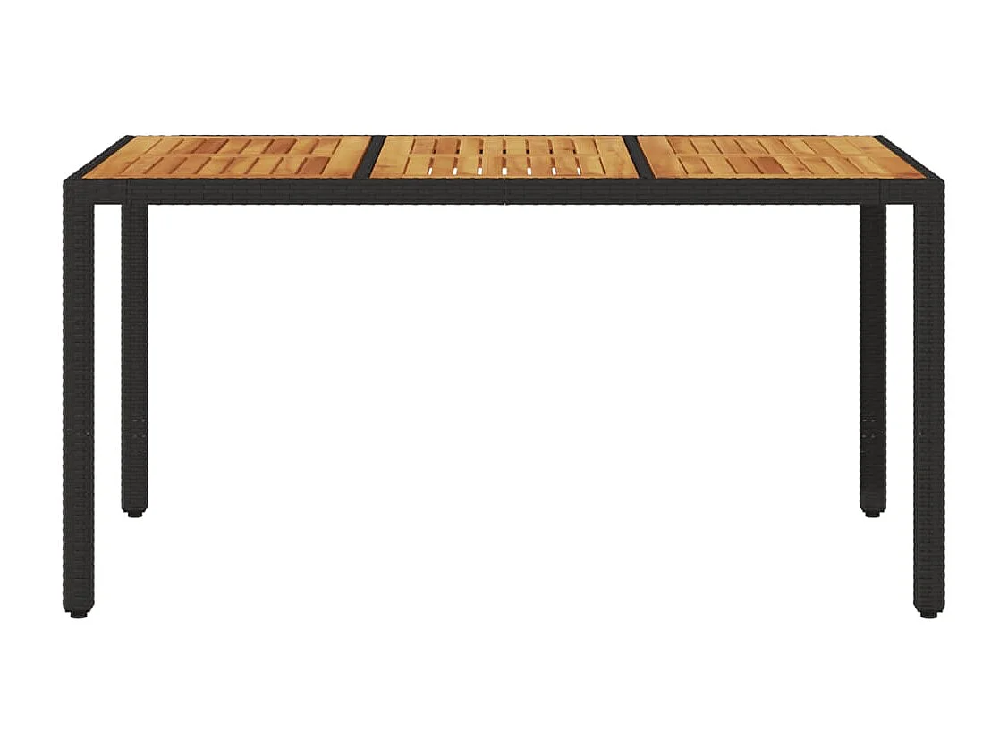 Table de jardin et dessus en bois d'acacia noir résine tressée