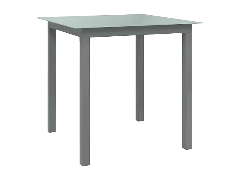 Mesa de jardim em alumínio e vidro 80x80x74 cm cinzento-claro