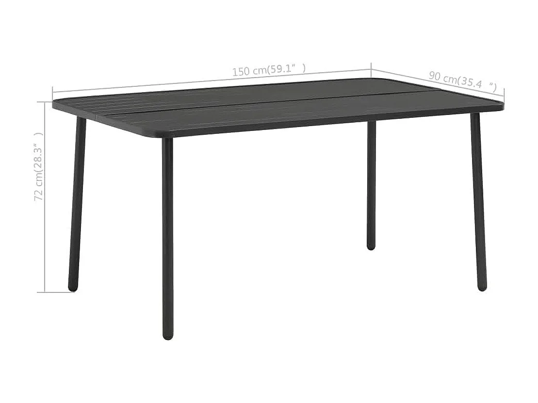 Table de jardin Gris foncé 150x90x72 cm Acier